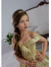 Gold Glitter Off Shoulder Flower Girl Dress